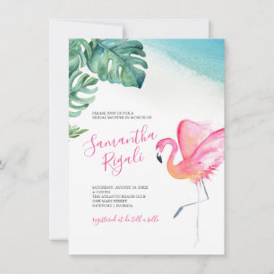 Folhas Tropicais Chuveiro de Bebê do Flamingo