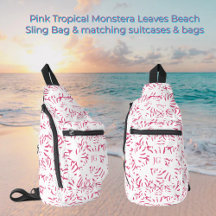 Folhas tropicais de Monstera, praias rosa