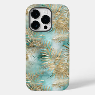 Folhas Tropicais Douradas de Aqua White