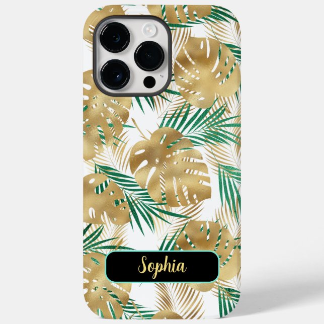 Folhas tropicais Douradas e verdes, Dourado nome,  (Verso)
