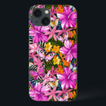 Folhas tropicais e flores<br><div class="desc">Plantas e animais | Padrão exótico sem costura com folhas tropicais,  flores e borboletas. Selva sangrenta. Ilustração vetorial. © e ® Bigstock® - Todos os direitos reservados.</div>