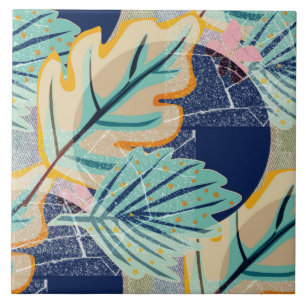 Folhas tropicais em estilo verde. Azulejo de cerâ