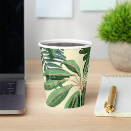 Folhas tropicais em taças de papel