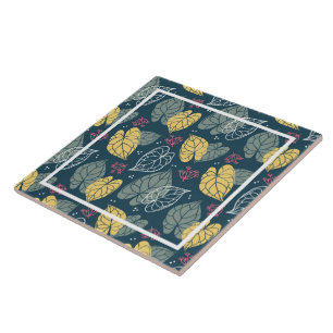 Folhas tropicais estilizadas amarelas e verdes