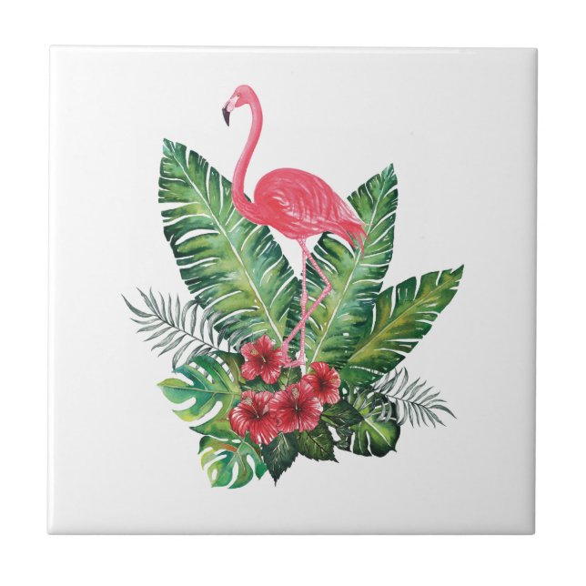 Folhas tropicais Flamingo (Frente)