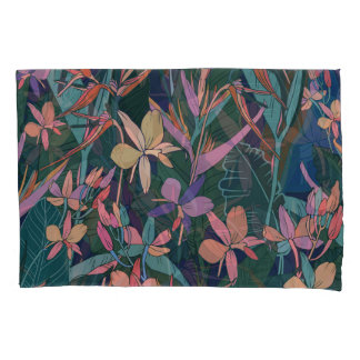 Folhas tropicais, flores: vintage forrada.