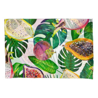 Folhas tropicais, frutas, padrão sem costura de gu