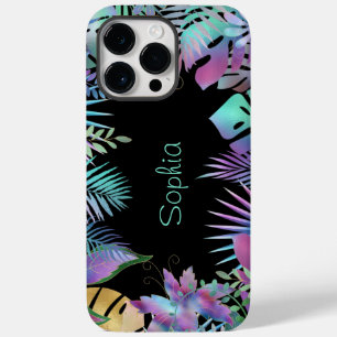 Folhas Tropicais Iridescentes, Nome Azul Claro, Pr