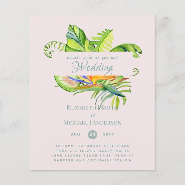 Folhas Tropicais Mais Baratas Casando Recepção Lua (Frente)