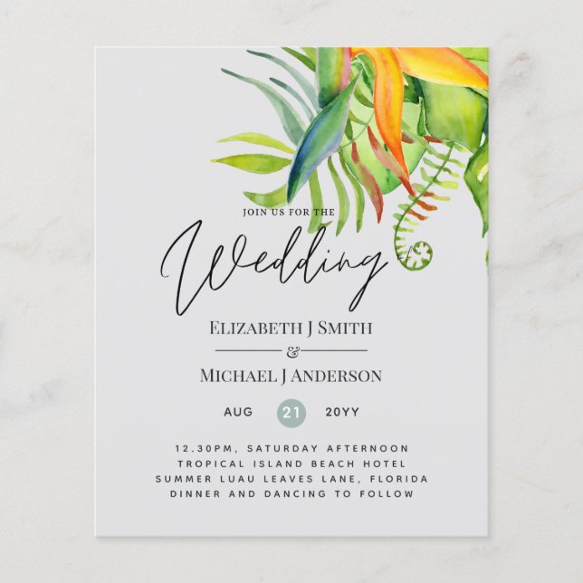 Folhas Tropicais Mais Baratas Casando Recepção Lua (Frente)