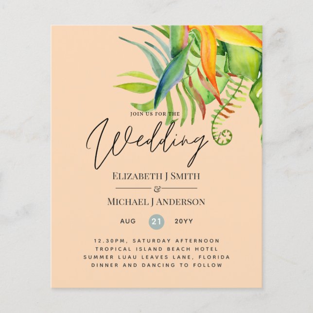 Folhas Tropicais Mais Baratas Casando Recepção Lua (Frente)