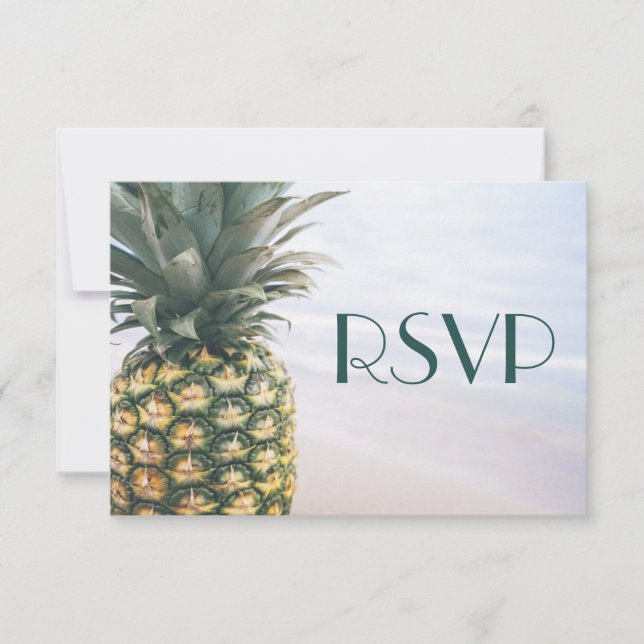 Folhas Tropicais Pineapple Havaiano Casamento RSVP (Frente)