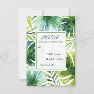 Folhas Tropicais RSVP Casamento de Verão Havaiano