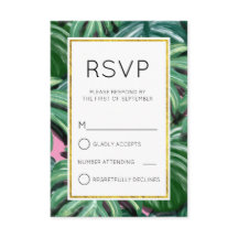 Folhas Tropicais Verde & Exuberante RSVP Simples