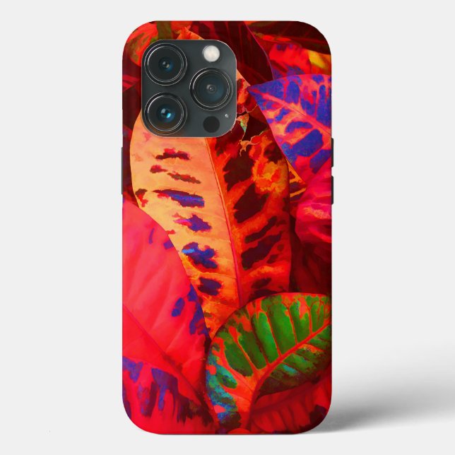 Folhas tropicais vermelhas capas de iphone de mate (Verso)