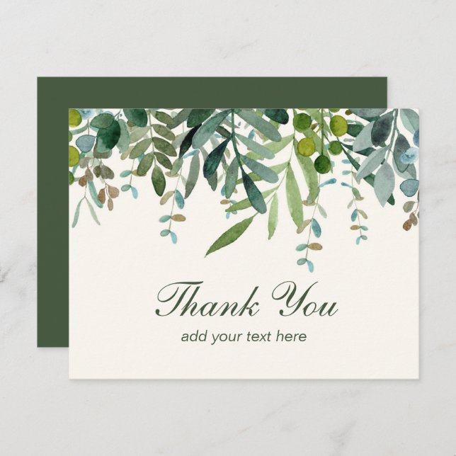 Folhas Verdes Agradecimento Aquarela (Frente/Verso)