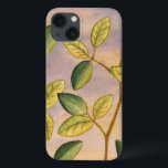 Folhas verdes e amarelas no fundo do sol<br><div class="desc">O púrpura e o ouro de fundo solar é o contraste perfeito com as folhas amarelas e verdes que são o foco desta peça por Megan Meagher. Quase se pode ouvir o vento cantar enquanto ele gentilmente acariciava as folhas.</div>