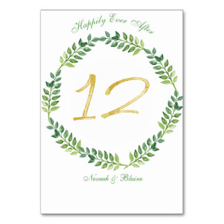 Folhas Verdes Românticas - Cartão de mesa de Casam