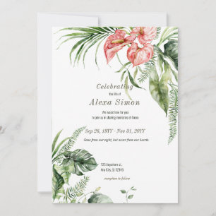 Folhas verdes tropicais Anthurium Convite Funeral