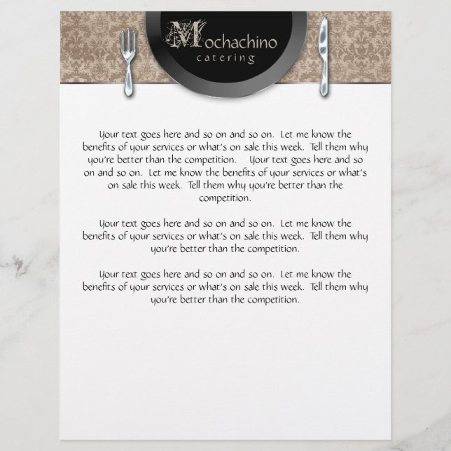 Folheto Catering Beige Damask (Frente)