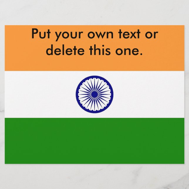 Folheto com Bandeira da Índia (Frente)