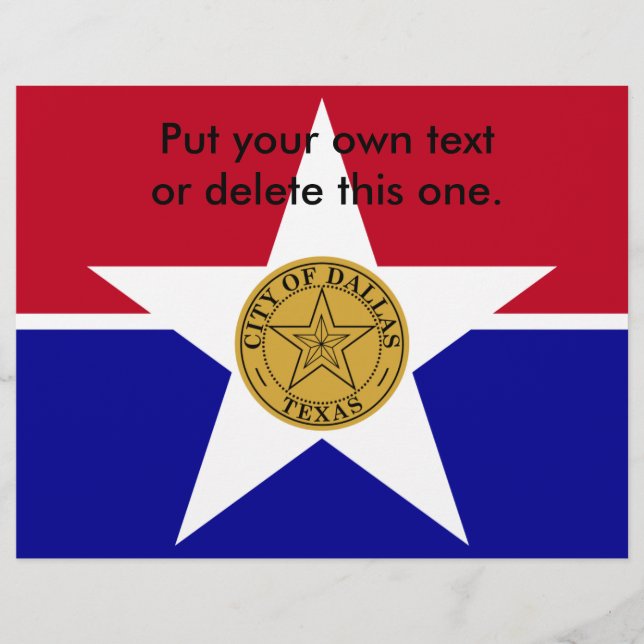 Folheto com Bandeira de Dallas, EUA (Frente)