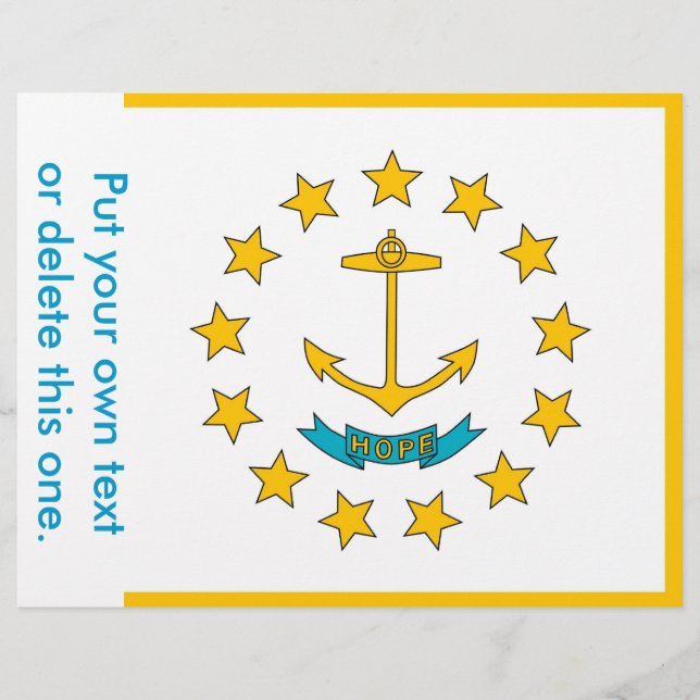 Folheto com Bandeira de Rhode Island, EUA (Frente)