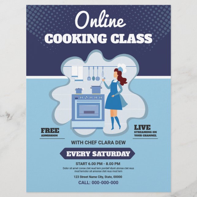 Folheto da Classe de Cozinhar on-line (Frente)