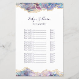 Folheto da lista de preços do design de opal roxo