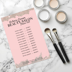 Folheto da Lista de Preços do Salão de Beleza Ro