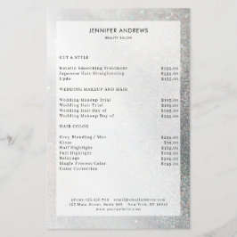 Folheto da Lista de Preços do Salão de Glitter Mod