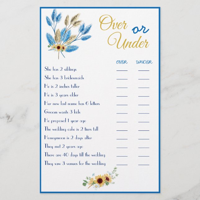 Folheto da placa de Chá sobre ou abaixo do Casal (Frente)