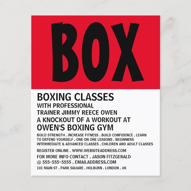 Folheto de Adversos de Classe de Boxing Moderno (Frente)