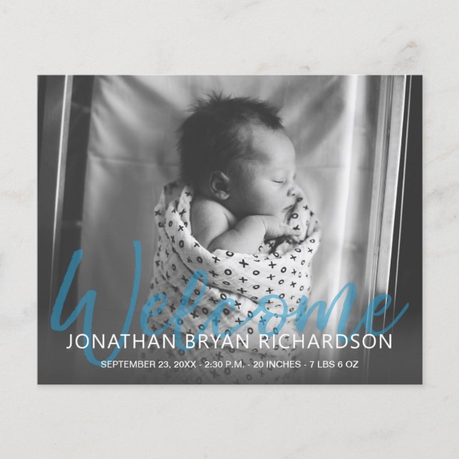 Folheto de Anunciamento de Foto Azul B&W Azul (Frente)