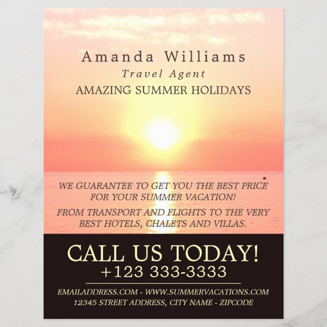 Folheto de anúncio de agente de Holiday Sunset, Vi (Frente)