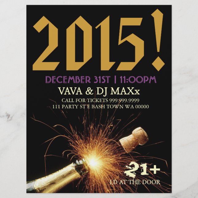 Folheto de Anúncio de Eventos de Festa de Ano Novo (Frente)