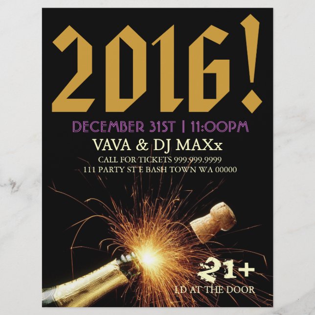 Folheto de Anúncio de Eventos de Festa de Ano Novo (Frente)