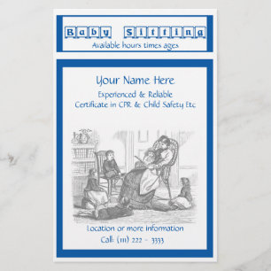 Folheto de Babysitting e Infância