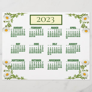 Folheto de Calendário do Elegant Cut Daisies 2023