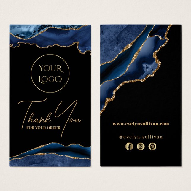 Folheto de cartão azul e dourado (Frente & Verso)