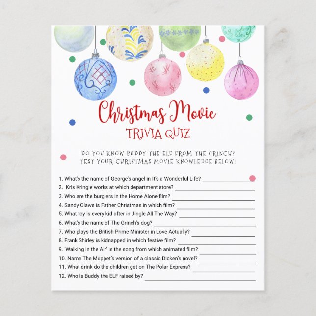 Folheto de Cartão de Vídeo TRIVIA QUIZ (Frente)