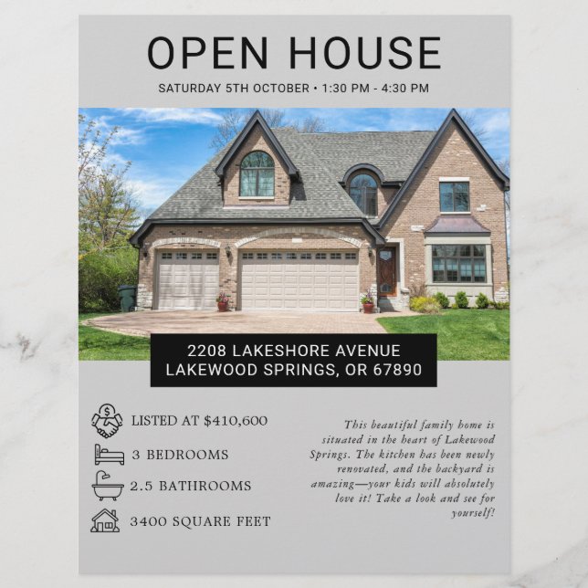 Folheto de Casa Aberta de Imóveis Moderna Minimali (Frente)