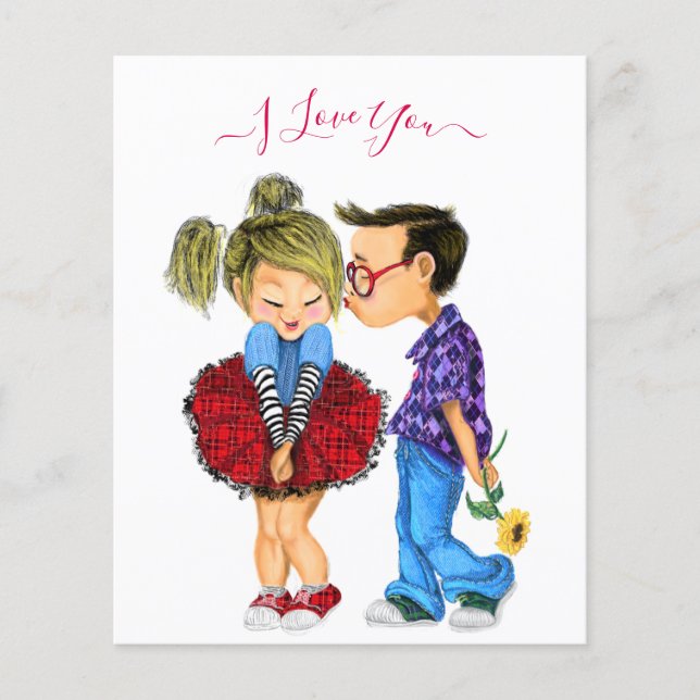 Folheto de Casal bonito com texto - Eu Amo Você (Frente)