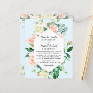 Folheto de Casamento de Rosas Azuis Elegantes