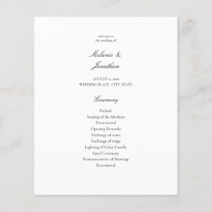 Folheto de Cerimônia de Casamento Elegante Branco