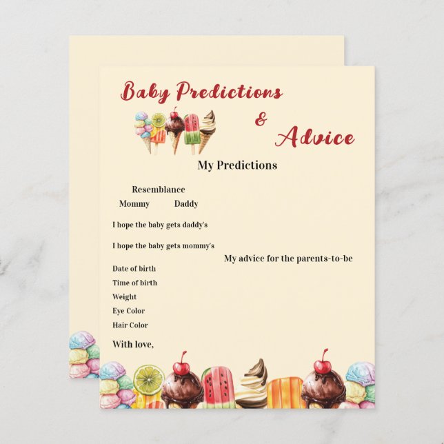 Folheto de Chá de fraldas de Sorvete de Aquarela (Frente/Verso)