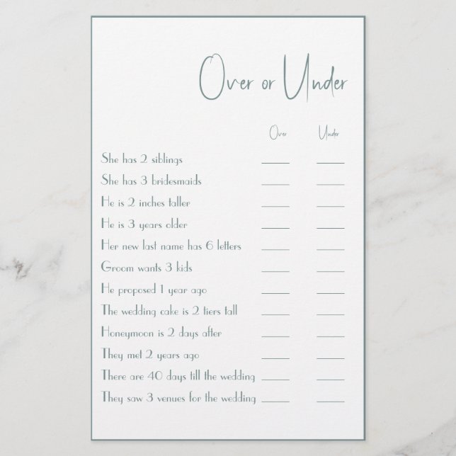 Folheto de Chá sobre ou abaixo do Casal (Frente)