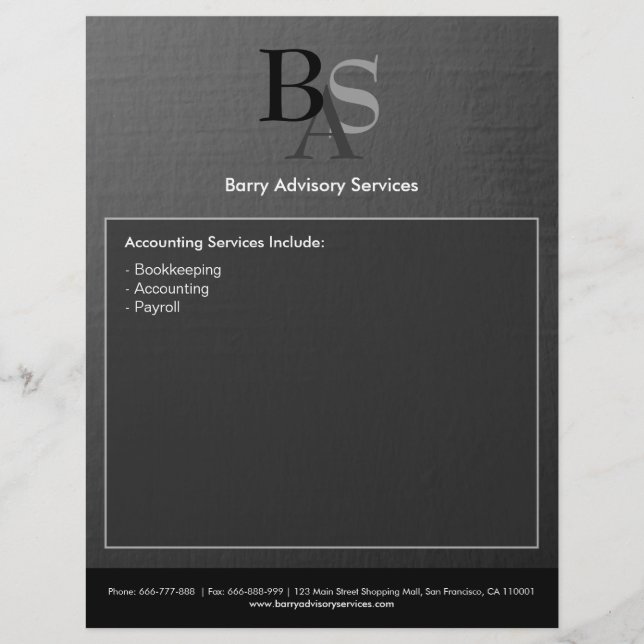 Folheto de Cinza Negra Elegante Profissional (Frente)