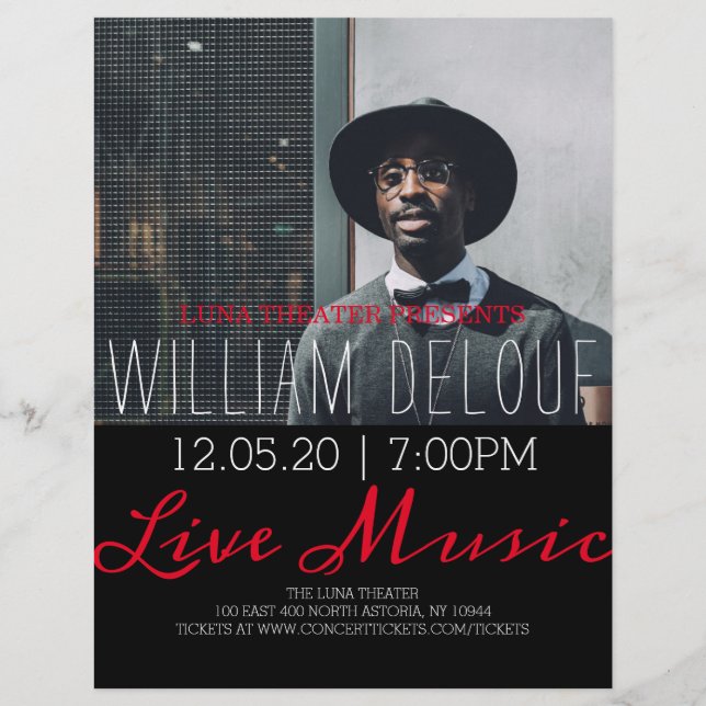 Folheto de concertos de música ao vivo (Frente)