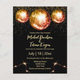 folheto de convite de casamento preto das bolas de